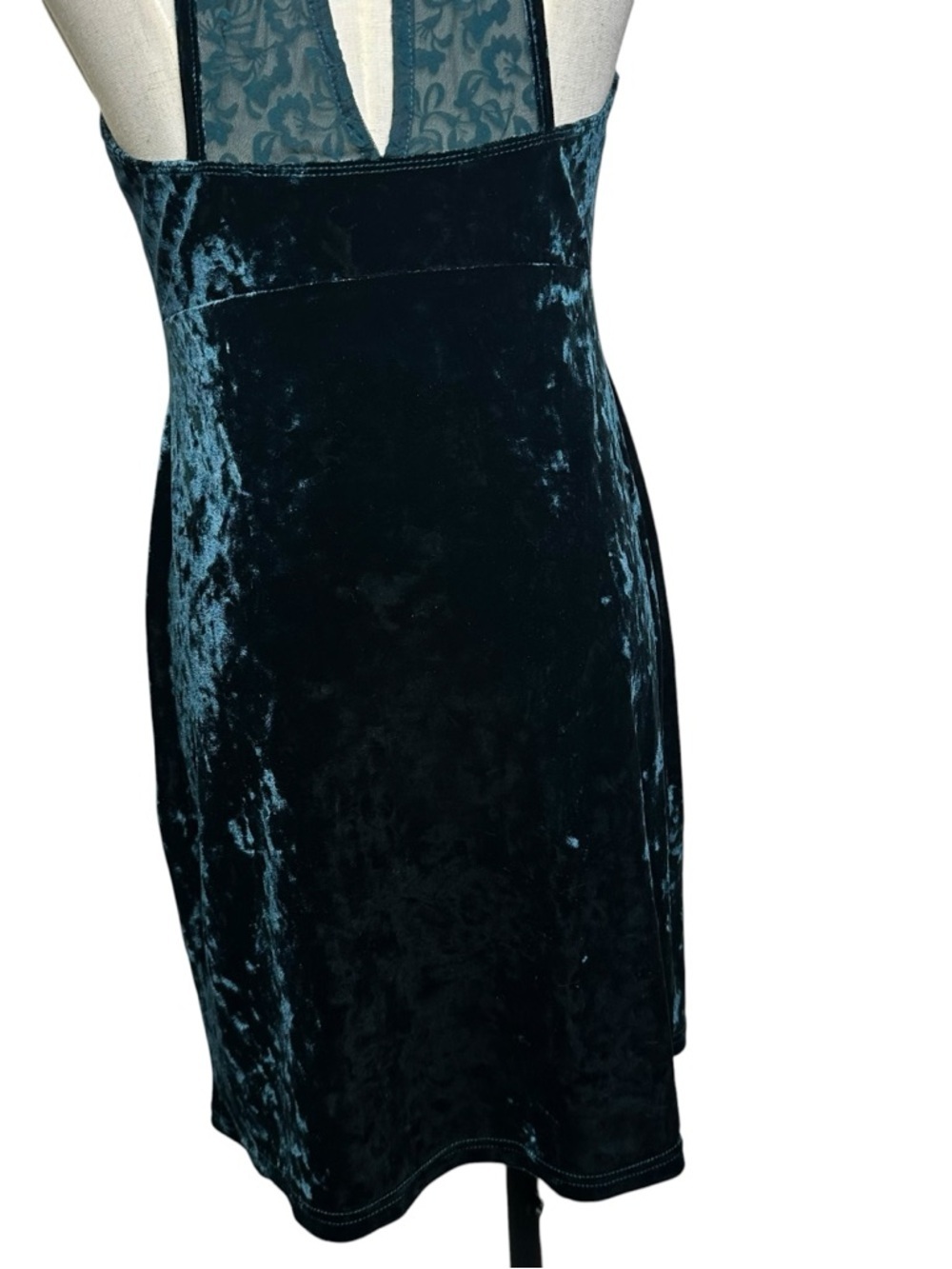 Intimately Free People Medium Velvet Lace Sleeveless Mini Dress Emerald Green - Picture 9 of 11